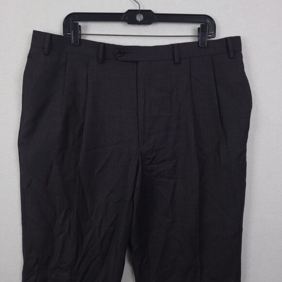 Lauren Ralph Lauren Men's Dress Pants Pleated Straight Black 100% Wool 38x30 - Picture 3 of 14